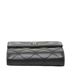 シャネル マトラッセ ココマーク 二つ折り財布 ブラック キャビアスキン レディース CHANEL 【中古】