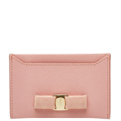 サルヴァトーレフェラガモ ヴァラ カードケース IR.22.C500 ピンク レザー レディース Salvatore Ferragamo 【中古】
