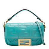 フェンディ バゲット ミニ ハンドバッグ チェーン ショルダーバッグ 2WAY 8BS017 ブルー系 レザー レディース FENDI 【中古】