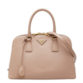 プラダ 三角ロゴプレート ハンドバッグ ショルダーバッグ 2WAY ベージュ ピンク サフィアーノレザー レディース PRADA 【中古】