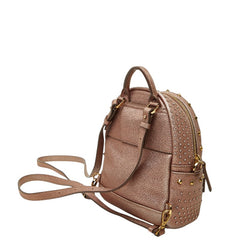 エム シー エム スタッズ リュック バックパック ピンク レザー レディース MCM 【中古】
