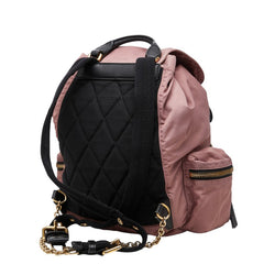 バーバリー ロゴ リュック バックパック ピンク ブラック ナイロン レザー レディース BURBERRY 【中古】