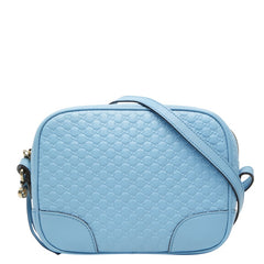 グッチ マイクログッチシマ 斜め掛け ショルダーバッグ 449413 ブルー レザー レディース GUCCI 【中古】