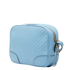 グッチ マイクログッチシマ 斜め掛け ショルダーバッグ 449413 ブルー レザー レディース GUCCI 【中古】