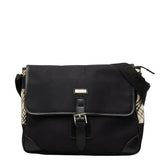 バーバリーブラックレーベル ノバチェック 斜め掛け ショルダーバッグ ブラック ベージュ ナイロン レザー レディース BURBERRY BLACK LABEL 【中古】