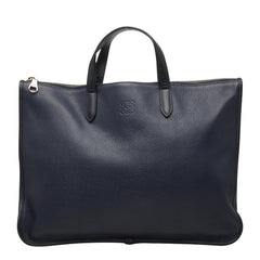 ロエベ アナグラム トレド ブリーフケース ハンドバッグ ビジネスバッグ ネイビー レザー レディース LOEWE 【中古】