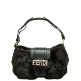 フェンディ マンマバゲット ロゴ ハンドバッグ ワンショルダーバッグ ブラック ブラウン ファー レザー レディース FENDI 【中古】