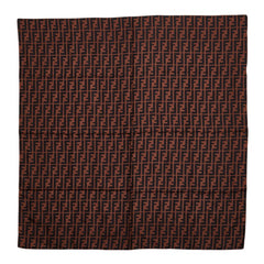 フェンディ ズッカ スカーフ 大判 ブラウン シルク レディース FENDI 【中古】