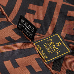 フェンディ ズッカ スカーフ 大判 ブラウン シルク レディース FENDI 【中古】