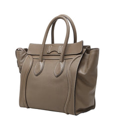 セリーヌ ラゲージ ミディアム ハンドバッグ S-CU-1111 グレー系 レザー レディース CELINE 【中古】