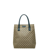 グッチ GGスプリーム トートバッグ ショルダーバッグ 131220 ベージュ ネイビー PVC レザー レディース GUCCI 【中古】