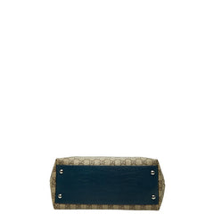 グッチ GGスプリーム トートバッグ ショルダーバッグ 131220 ベージュ ネイビー PVC レザー レディース GUCCI 【中古】