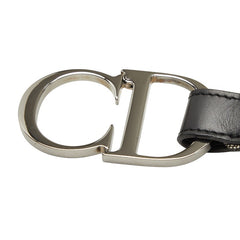 ディオール トロッター CDロゴ バックル ベルト サイズ:70 ブラック ホワイト キャンバス レザー レディース Dior 【中古】