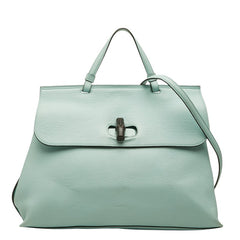 グッチ エクスクルーシブ バンブー デイリー トートバッグ ショルダーバッグ 2WAY 370830 ブラック レザー レディース GUCCI 【中古】