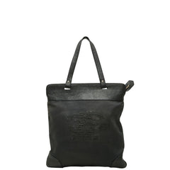 バーバリー ノバチェック トートバッグ ショルダーバッグ ブラック レザー キャンバス レディース BURBERRY 【中古】