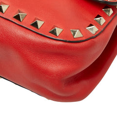 ヴァレンティノ ロックスタッズ 斜め掛け ショルダーバッグ レッド レザー レディース VALENTINO 【中古】