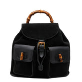 グッチ バンブー リュック バックパック 0032058 ブラック レザー スウェード レディース GUCCI 【中古】