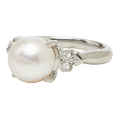 Pt850 プラチナ アコヤパール8.8~8.9mm ダイヤ0.26ct リング 指輪 レディース 10号 【中古】