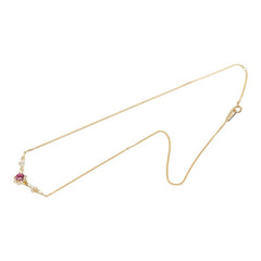 K18YG イエローゴールド ルビー0.71ct ダイヤ0.37ct フラワーモチーフ ペンダント ネックレス レディース 【中古】