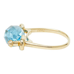 K18YG イエローゴールド ブルートパーズ5.57ct ダイヤ0.02ct リング 指輪 レディース 11号 【中古】