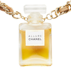 シャネル ALLURE アリュール 香水 ボトル モチーフ ネックレス クリア ベージュ ゴールド メッキ レザー ガラス レディース CHANEL 【中古】