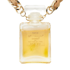 シャネル ALLURE アリュール 香水 ボトル モチーフ ネックレス クリア ベージュ ゴールド メッキ レザー ガラス レディース CHANEL 【中古】
