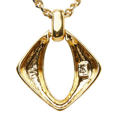 サンローラン チェーン スクエア ペンダント ネックレス ゴールド メッキ ラインストーン レディース SAINT LAURENT 【中古】