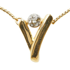 サンローラン チェーン ペンダント ネックレス ゴールド メッキ ラインストーン レディース SAINT LAURENT 【中古】