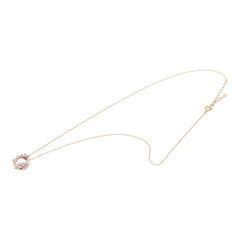 K18YG イエローゴールド ダイヤ ピンクサファイア0.16ct アメジスト0.13ct ブラックダイヤ0.05ct フラワーモチーフ ペンダント ネックレス レディース 【中古】