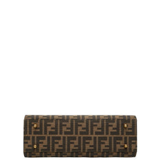 フェンディ ズッカ ハンドバッグ ショルダーバッグ 2WAY ブラウン ブラック キャンバス レザー レディース FENDI 【中古】