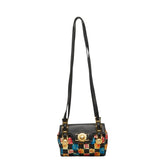 ヴェルサーチェ フラワー フローラル 斜めかけ ショルダーバッグ ブラック マルチカラー ナイロン レザー レディース VERSACE 【中古】