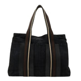 エルメス トロカホリゾンタルMM トートバッグ ブラック キャンバス レザー レディース HERMES 【中古】