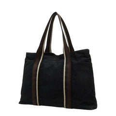 エルメス トロカホリゾンタルMM トートバッグ ブラック キャンバス レザー レディース HERMES 【中古】