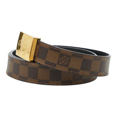 ルイ ヴィトン ダミエ サンチュール クラシック キャレ ベルト サイズ80/32 M6944V ブラウン PVC レザー メンズ LOUIS VUITTON 【中古】