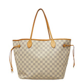 ルイ ヴィトン ダミエ アズール ネヴァーフルMM トートバッグ ショルダーバッグ N41361 ホワイト PVC レザー レディース LOUIS VUITTON 【中古】