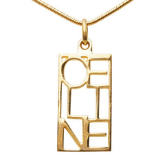 セリーヌ ロゴプレート チェーン ペンダント ネックレス ゴールド メッキ レディース CELINE 【中古】