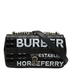 バーバリー ホースフェリー TBロゴ キルティング チェーン ショルダーバッグ ブラック PVC レザー レディース BURBERRY 【中古】