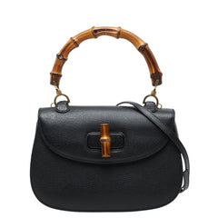 グッチ バンブー ハンドバッグ ショルダーバッグ 2WAY 000 2113 0633 ブラック レザー レディース GUCCI 【中古】
