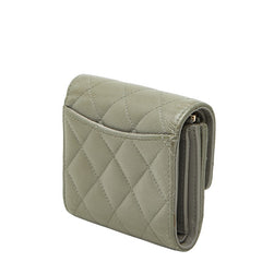 シャネル ココマーク 三つ折り財布 グレー キャビアスキン レディース CHANEL 【中古】