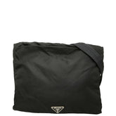 プラダ 三角ロゴプレート 斜め掛け ショルダーバッグ ブラック ナイロン レディース PRADA 【中古】