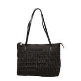 フェンディ ズッキーノ ハンドバッグ ミニ トートバッグ 8BH021 ブラウン キャンバス レザー レディース FENDI 【中古】