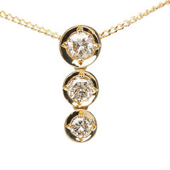 K18YG イエローゴールド ダイヤ0.30ct 3連ネックレス ペンダント ネックレス レディース 【中古】
