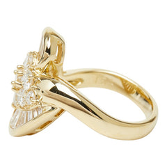 K18YG イエローゴールド ダイヤ1.54ct フラワーモチーフ リング 指輪 レディース 10号 【中古】