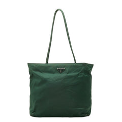 プラダ 三角ロゴプレート トートバッグ ショルダーバッグ グリーン ナイロン レディース PRADA 【中古】