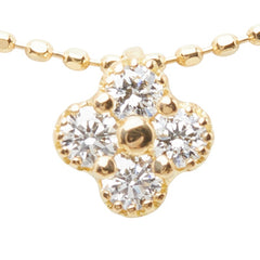 K18YG イエローゴールド ダイヤ0.15ct クローバーモチーフ ペンダント ネックレス レディース 【中古】