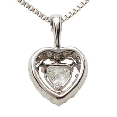 K14WG ホワイトゴールド ダイヤモンド ダイヤ0.087ct ダイヤ0.07ct ハートモチーフ ネックレス レディース 【中古】