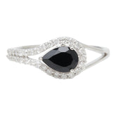 K18WG ホワイトゴールド オニキス ブラックオニキス0.62ct ダイヤ0.25ct ペアーシェイプ型デザイン リング 指輪 レディース 12号 【中古】