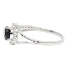 K18WG ホワイトゴールド オニキス ブラックオニキス0.62ct ダイヤ0.25ct ペアーシェイプ型デザイン リング 指輪 レディース 12号 【中古】