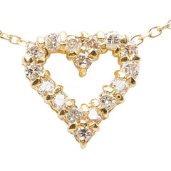 K18YG イエローゴールド ダイヤ0.20ct ハートモチーフ ペンダント ネックレス レディース 【中古】