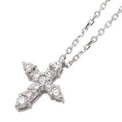 スタージュエリー K18WG ホワイトゴールド ダイヤ0.08ct クロスモチーフ ネックレス レディース STAR JEWELRY 【中古】